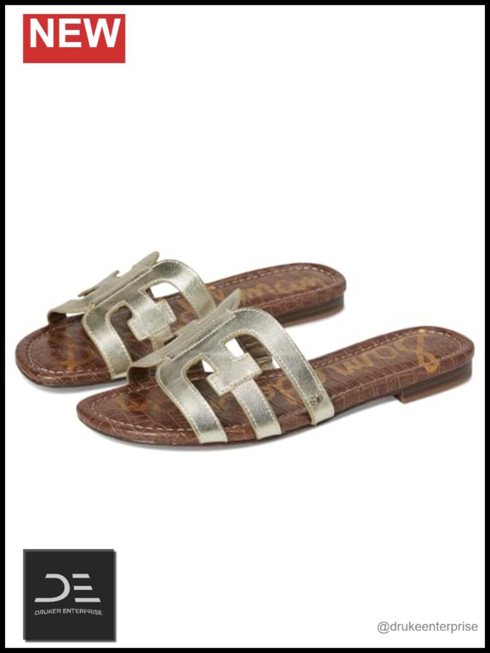 Sam Edelman Bay Slide Sandal Women's Leather Flat Slip-On Heel 0.5in